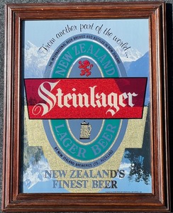lot 103 image: Vintage Steinlager Beer Themed Wall Mirror