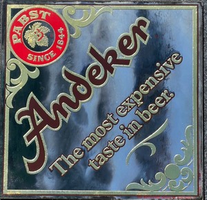 lot 106 image: Vintage Andeker Beer Mirror Sign by Pabst Featuring Classic Design