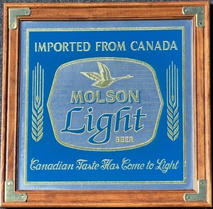 lot 111 image: Vintage Molson Light Beer Wall Mirror Sign