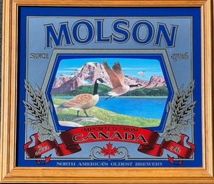 lot 118 image: Molson Beer Mirror with Canadian Goose Design