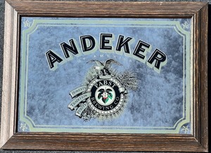 lot 120 image: Vintage Andeker Pabst Brewing Co. Mirror with Wooden Frame
