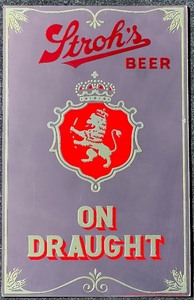 lot 123 image: Vintage Strohs Beer Bar Mirror Sign