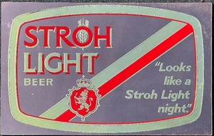 lot 124 image: Vintage Stroh Light Beer Mirror Sign