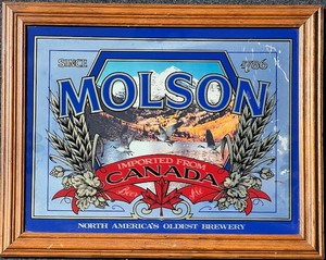 lot 129 image: Vintage Molson Beer Advertising Mirror Sign
