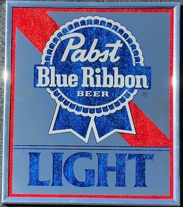 lot 139 image: Vintage Pabst Blue Ribbon Light Beer Mirror Sign