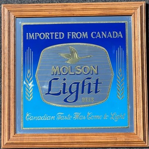 lot 141 image: Vintage Molson Light Beer Bar Mirror Sign