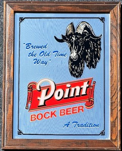 lot 144 image: Vintage Point Bock Beer Mirror with Detailed Goat Illustration
