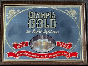lot 161 image: Olympia Gold Beer Advertisement Mirror with Vintage Design
