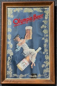 lot 165 image: Vintage Olympia Beer Advertising Reverse Painted Mirror