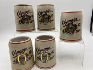 lot 185 image: Set of 5 Olympia Beer Ceramic Mugs Made in Brazil