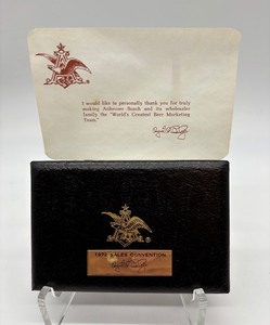 lot 213 image: 1972 Anheuser-Busch Sales Convention Stainless Steel Grooming Kit