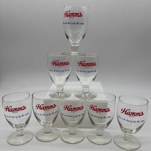 lot 219 image: Set of 8 Vintage Hamms Beer Glasses with Logo