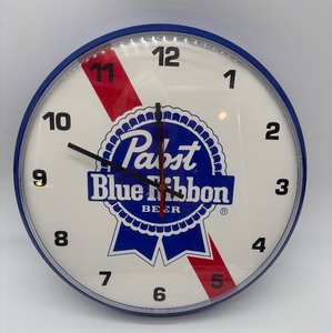lot 232 image: Pabst Blue Ribbon Plastic Wall Clock with Logo Design