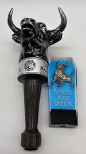 lot 249 image: 2 Schlitz Malt Liquor Bull Tap Handles