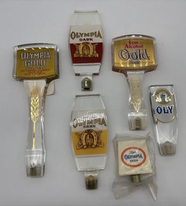 lot 250 image: Collection of 6 Vintage Olympia Beer Tap Handles