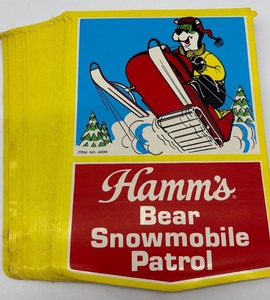 lot 257 image: Vintage Hamms Bear Snowmobile Patrol Decals