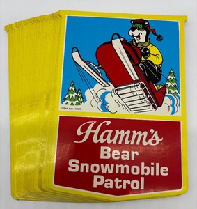 lot 258 image: Vintage Hamms Bear Snowmobile Patrol Decals