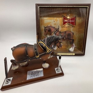 lot 268 image: Vintage Budweiser Clydesdale Display Model with Plastic Case and Dual Pen Set