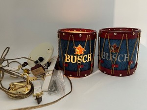 lot 291 image: Vintage Busch Regimental Drum Lamps with Hardware
