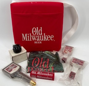 lot 293 image: Old Milwaukee Beer Promotional Items Set with Bag, Taps, and Apparel