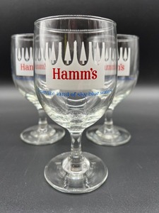 lot 303 image: Set of 3 Hamms Beer Brand Wine Glasses with Logo