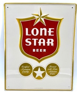 lot 319 image: Lone Star Beer Metal Sign with Embossed Design