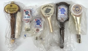 lot 322 image: Vintage Beer Tap Handles Collection featuring Pabst, Andeker, and Jacob Best - New Old Stock