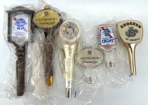 lot 323 image: Set of 6 Vintage Beer Tap Handles Including Pabst Blue Ribbon and Jacob Best - New Old Stock