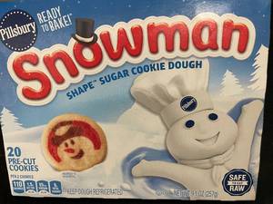 lot 13 image: Box of Pillsbury Ready to Bake Snowman Sugar Cookie Dough - 12 Packs