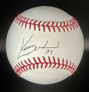 lot 47 image: Kerry Wood Signed Baseball w JSA COA Rawlings OMLB Manfred 100 Years of Wrigley Field Ball Chicago Cubs