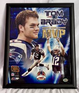 lot 14 image: Tom Brady Limited Edition 71500 Super Bowl XXXVIII MVP Photo, Framed 18x22 Football