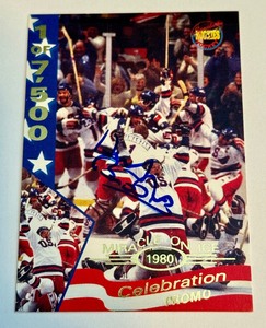 RARE! Herb Brooks Auto /7500 1995 Signature Rookies Miracle on Ice Hockey Promo Card