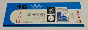 lot 4B image: VERY RARE 1980 Olympics Hockey Ticket February 16, 1980 Sweeden vs. West Germany