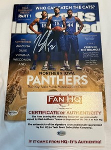 lot 41 image: Karl-Anthony Towns Signed Sports Illustrated Magazine w Fan HQ COA - Minnesota Timberwolves Basketball