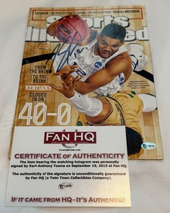 lot 54 image: Karl-Anthony Towns Signed Sports Illustrated Magazine w Fan HQ COA - Minnesota Timberwolves Basketball