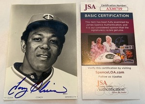 lot 49 image: Tony Oliva Signed Team Issued Minnesota Twins Photo w JSA COA - Baseball