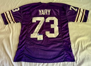 lot 59 image: Ron Yary Signed Jersey w PSA COA, Inscribed HOF 01 - Size XL Minnesota Vikings Football