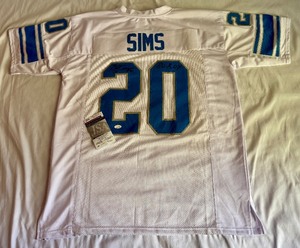 lot 60 image: Billy Sims Signed Jersey w JSA COA, Inscribed 80 ROY - Size XL Detroit Lions Football