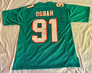 lot 64 image: Emmanuel Ogbah Signed Jersey w JSA COA -Size L  Miami Dolphins Football