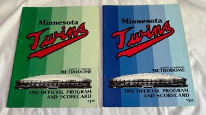 lot 34A image: (2) 1982 Minnesota Twins Official Programs and Scorecards - Baseball