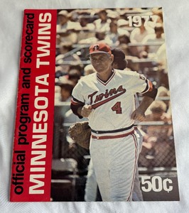lot 37A image: 1977 Minnesota Twins Baseball Program and Scorecard w Unknown Autograph