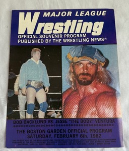 lot 14B image: 1982 Jesse The Body Ventura vs. Bob Backlund Major League Wrestling Vintage Program