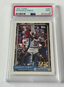 lot 29C image: Shaquille ONeal PSA 9 Mint RC 1992 Topps #362 Rookie Basketball Card