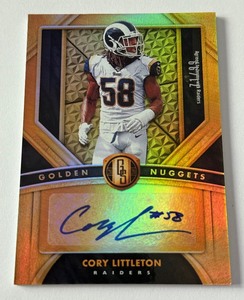 lot 33C image: Cory Littleton Auto 99 2020 Gold Standard #GN20 Golden Nuggets, numbered 7199, Football Card