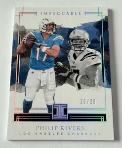 lot 35C image: Philip Rivers 25 2018 Impeccable #32, Numbered 2025 Football Card