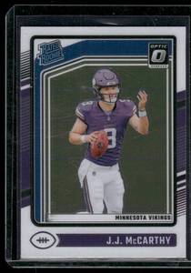 lot 22B image: JJ McCarthy RC 2024 Donruss Optic #235 Rated Rookie Minnesota Vikings Football Card
