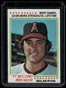 lot 42C image: Nolan Ryan 1978 Topps #6 Vintage Baseball Card