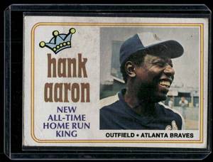 lot 55C image: Hank Aaron 1974 Topps Home Run King #1 Vintage Baseball Card