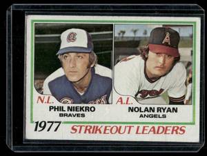 lot 65C image: Nolan Ryan  Phil Niekron 1978 Topps Strikeout Leaders #206 Vintage Baseball Card