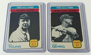 lot 71C image: 1973 Topps Lou Gherig  Cy Young 2 Card Vintage Baseball Lot